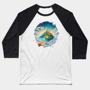 Fantasy Island Castle - Dreamy Sky and Starry Night Art Baseball T-Shirt